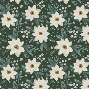 Holiday Floral - Best In Snow Collection - Fabric By The Yard - 100% Cotton - DCJ2486