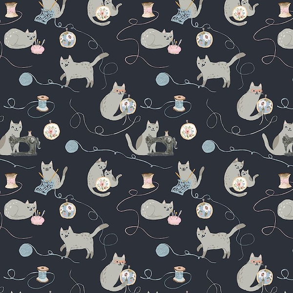 Sewing Cats - Fabric - 100% Cotton