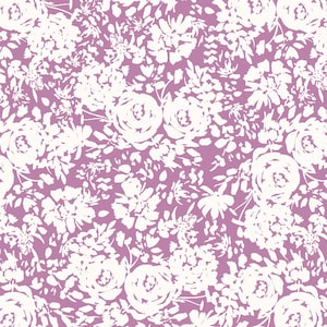 Large Rose Cottage in Violet - Farmhouse Wildflower Collection - Fabric - 100% Cotton