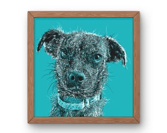 Hand Drawn Pet Portrait Digital Download (4"X4" Mini) | Custom Special Christmas Pet Gift |