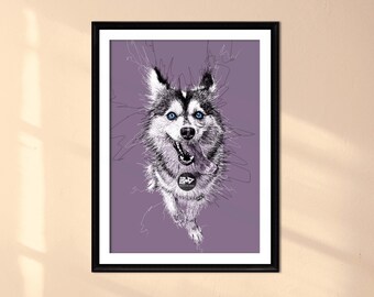 Custom Pet Portrait Line Art | Hand-Drawn Dog Print (Digital Download)