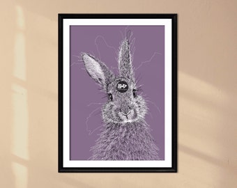 Bunny Line Art Print | Hand-Drawn Rabbit Portrait (Digital Download)