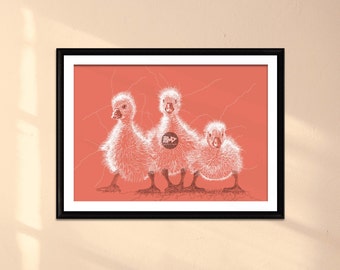Ducklings Line Drawing Print | Cute Farm Animals Wall Art (Digital Download)
