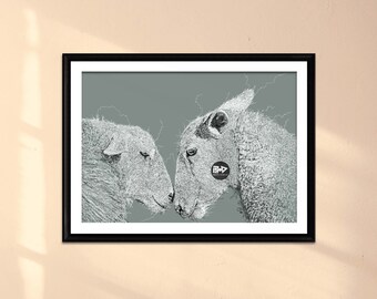 Sheep Line Drawing Print | Hand-Drawn Farm Animal Art (Digital Download)