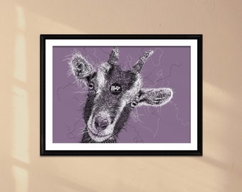 Goat Line Drawing Art Print | Cute Animal Illustration (Digital Download)