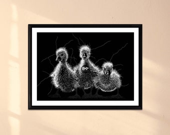 Ducklings Line Art Print | Hand Drawn Farm Animals (Digital Download)