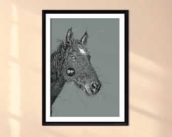 Horse Line Art Print | Hand-Drawn Farm Animal Portrait (Digital Download)