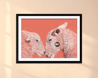 Sheep Line Drawing Print | Realistic Farm Animal Art (Digital Download)