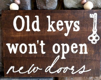 Rustic Old Keys Wont Open New Doors Wood Plank