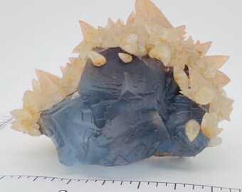 Gemmy Blue Fluorite and Calcite Crystal Specimen – Pakistan Mine Find