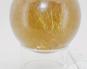 Large Smoky Golden Rutile Quartz Sphere with Shooting Star Formation — Brazil (Item No. 10)