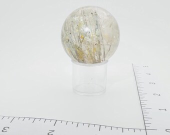 Quartz Sphere with Black Tourmaline & Iron Inclusions — Dense Crystal Ball, Brazil (Item No. 23)