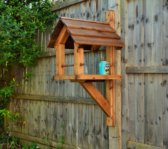 Handmade Wooden Wall Fence Mounted Bird Feeder Etsy UK