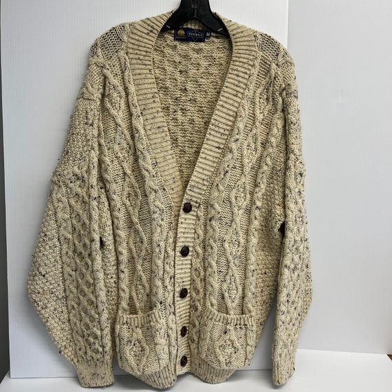 Vintage Tivoli Aran Wool Cardigan With 