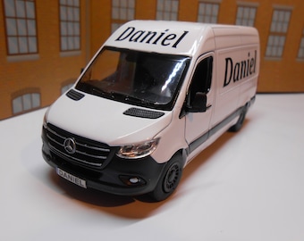 PERSONALISED Name & Plates Sprinter Van Toy Car Model White Van Man boy girl dad  uncle grandad brother birthday fathers day gift present