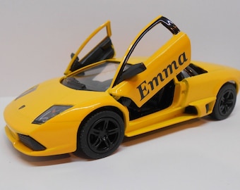 PERSONALISED NAME LAMBORGHINI Toy Car Model boy girl dad mom uncle grandad brother birthday Christmas gift present New! 5 Colours