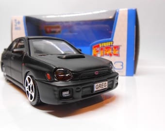 Subaru Impreza toy car PERSONALISED PLATES Model boy dad uncle grandad brother Birthday Christmas gift present New Boxed 1:43 scale
