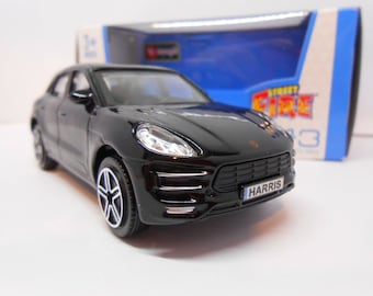 Porsche Macan toy car Personalised plates Model boy girl dad uncle grandad brother Birthday Christmas gift present New Boxed 1:43 scale