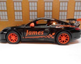 PERSONALISED NAME Porsche 911 GT3 RS Toy Car Model boy girl dad mom uncle grandad brother birthday Christmas gift present New! 4 Colours