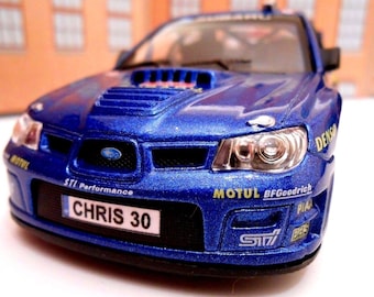 PERSONALISED PLATES Subaru Impreza Toy Car Model boy girl dad mom uncle grandad brother birthday gift present NEW!
