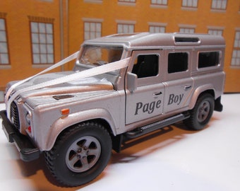 Wedding Day Personalised Name Landrover Page Boy Gift Best Man Usher Ring Bearer Gift Toy Car All Wedding Roles AVAILABLE New & Boxed