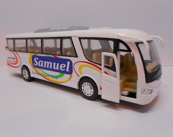 PERSONALISED NAME COACH bus Toy car Model boy girl dad mom uncle grandad brother birthday Easter gift present New & Boxed!
