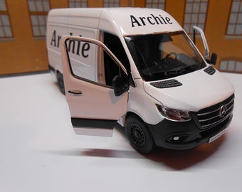 PERSONALISED NAME sprinter Van Mercedes toy car toy van Model boy girl dad mom uncle grandad brother birthday Christmas gift present New!