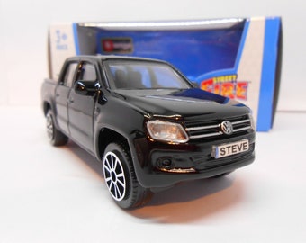 PERSONALISED PLATES VW Amarok Toy Car Model boy girl dad mom uncle grandad brother Birthday Christmas gift present New Boxed 1:43 scale