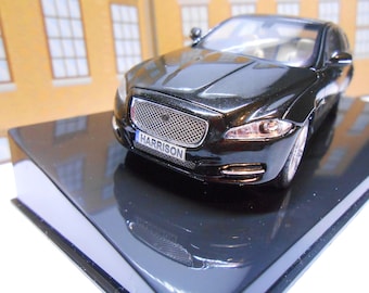 PERSONALISED PLATES Jaguar XJ Toy Car Model in *Display Case* boy girl dad mom uncle grandad brother birthday Christmas gift present New!