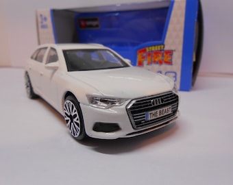 PERSONALISED PLATES Audi A6 Avant Toy Car Model boy girl dad mom uncle grandad brother Birthday Christmas gift present New Boxed 1:43 scale