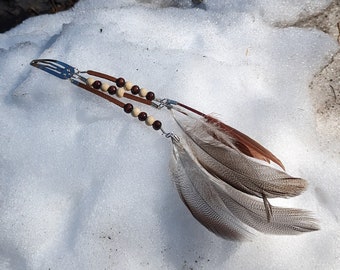 Beaded Feather Hair Clip