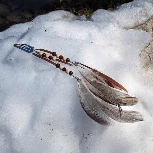 Beaded Feather Hair Clip