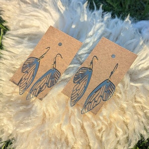 Golden Cicada Wing Earrings
