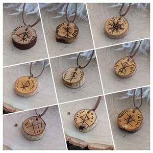 Birch Wood Bindrune Necklaces