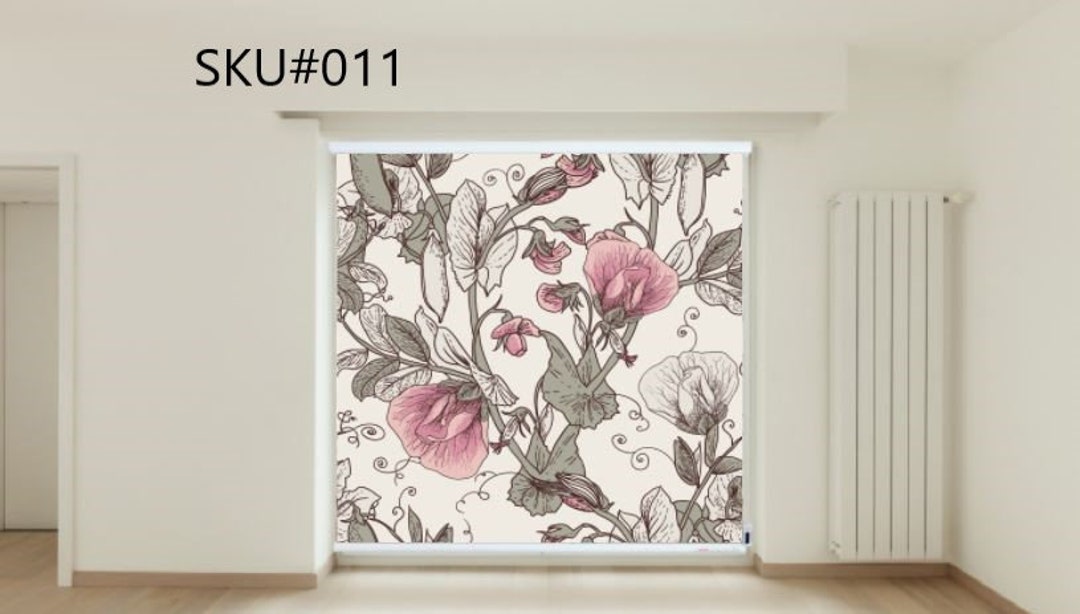 Floral Design Custom Print Roller Shades for Window Covering in Light
