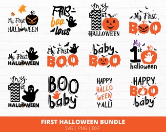 My First Halloween SVG Bundle, Halloween Clip Art Svg, Baby Halloween Svg, Newborn Halloween Svg, Silhouette Cut Files