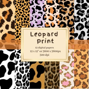 12 Leopard Print Digital Paper Cheetah Print Digital Paper - Etsy