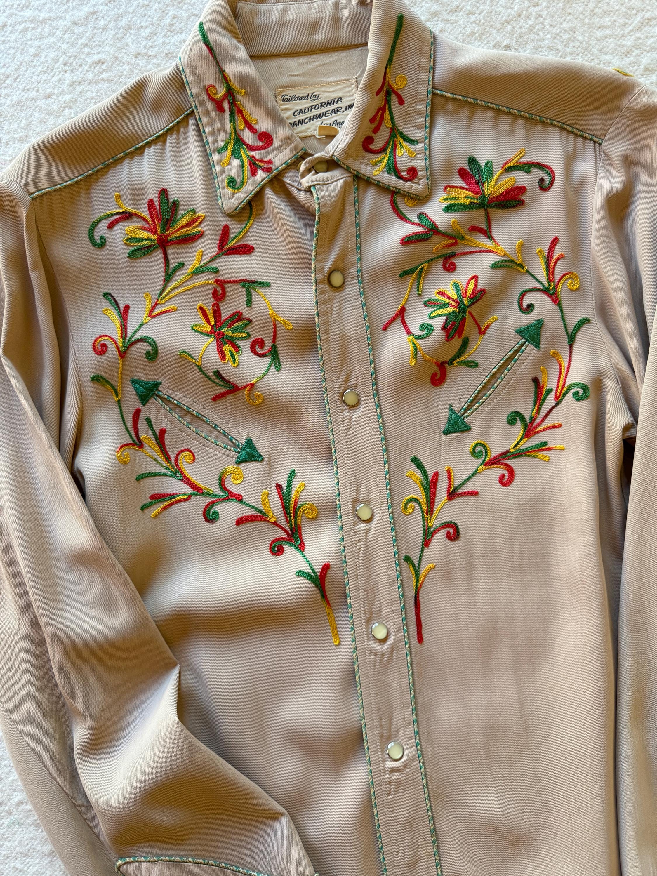 Vintage Wool Gabardine Western Shirt - Etsy Canada