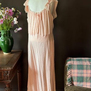 1940s Antique Silk Slip Dress – Blush Pink Floral Print - SIZE S to L