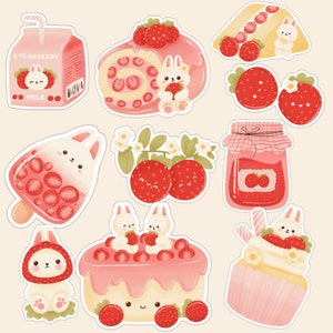 Bunny Picnic Stickers Set - Cute Bunnies- Cottagecore and Kawaii - Includes 10 Stickers | Journal Stickers | Planner and Tumbler Stickers