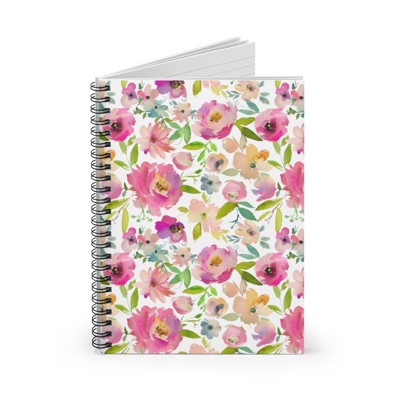 Custom Floral Spiral Notebook, Self Care Journal, Wellness Journal ...