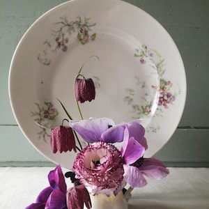 French Antique Porcelaine Large Plate, Floral Lilac Design