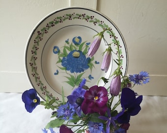 French Antique Ironstone Plate, Manufactured by 'Creil & Montereau', 'Lebeuf Milliet' Hand painted Floral Design