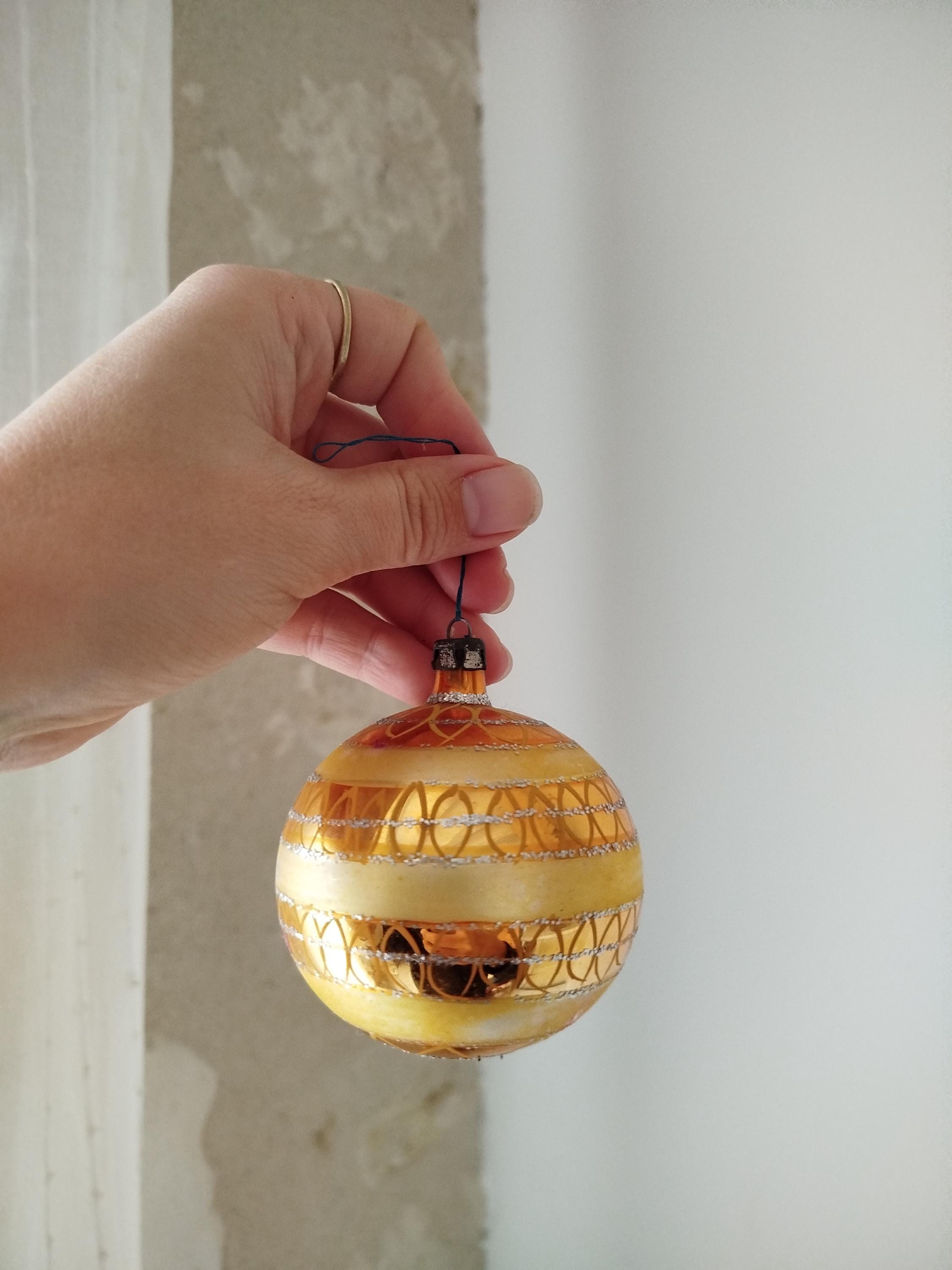フランスアンティーククリスマスオーナメント、ガラスオーナメント8個