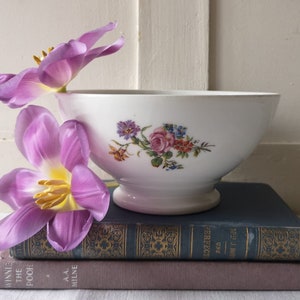 French Vintage Ironstone Café au Lait Bowl, Floral design