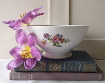 French Vintage Ironstone Café au Lait Bowl, Floral design