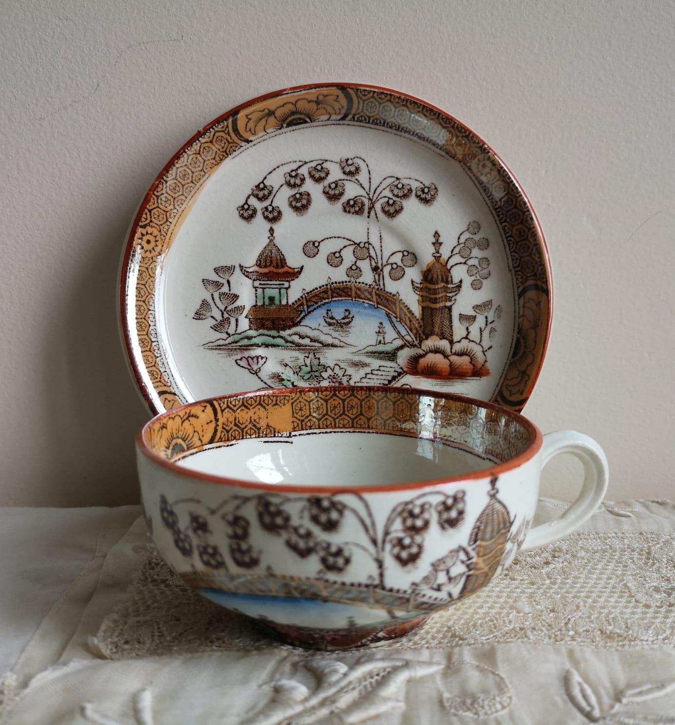 フランスのアンティーク アイアンストーン ティーセット