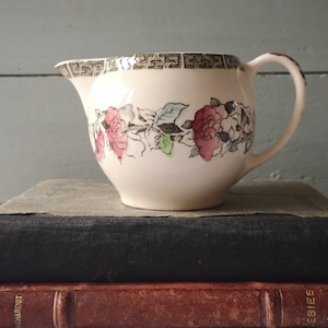 English Vintage Ironstone Milk Jug, Made by &#39;Johnson Brothers China&#39;, Model &#39;Indian Tree&#39;, Floral Design
