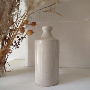 French Antique Stoneware Wine Bottle, Stamped &#39;Bourdon Paris&#39;, Rustic glazed stoneware Vase