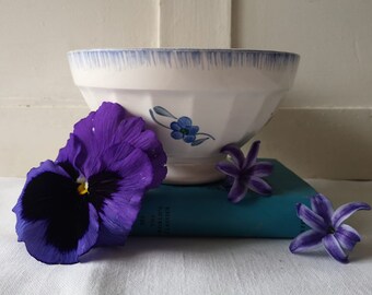 French Vintage Ironstone Bowl, Made by &#39;Sarraguemines Digoin&#39;, Floral Design